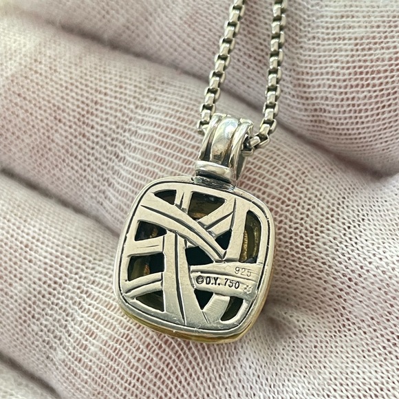 David Yurman 925 & 18k Gold Albion Pendant Necklace with Black Onyx 20" - Picture 4 of 10